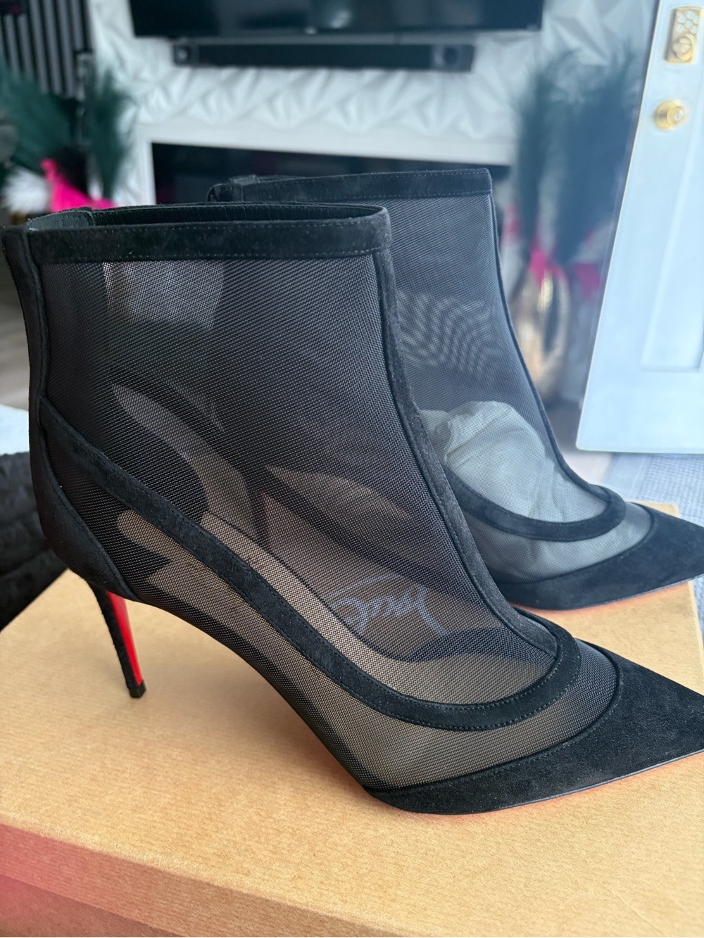 Christian Louboutin Black Suede  Booties
Size 40 (women9)
